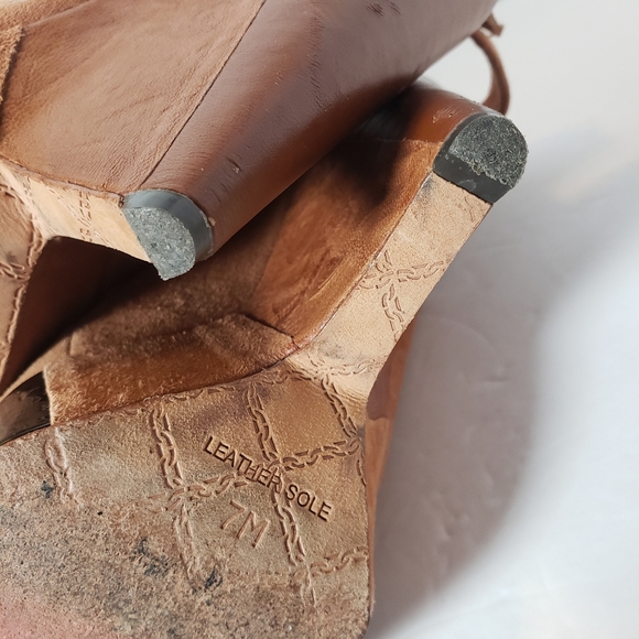 L.A.M.B. Tan Leather Wegde Booties, Size 7 - Picture 7 of 8